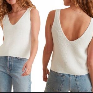 Marine Layer Finley Sweater Tank-White 100% Cotton-Size M